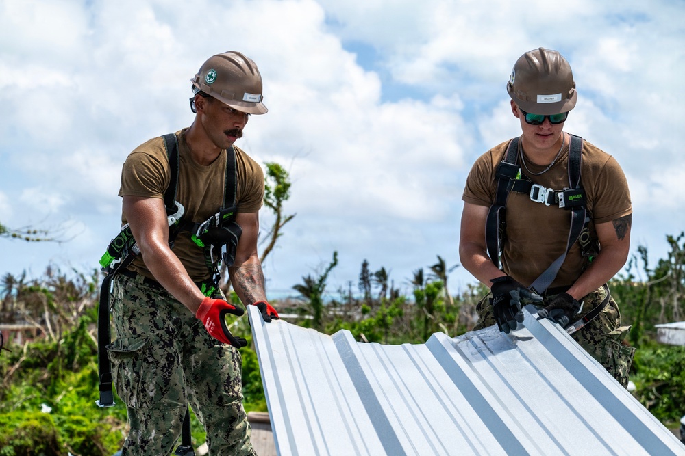NMCB 1 Sailors conduct roof restoration operations in Saipan