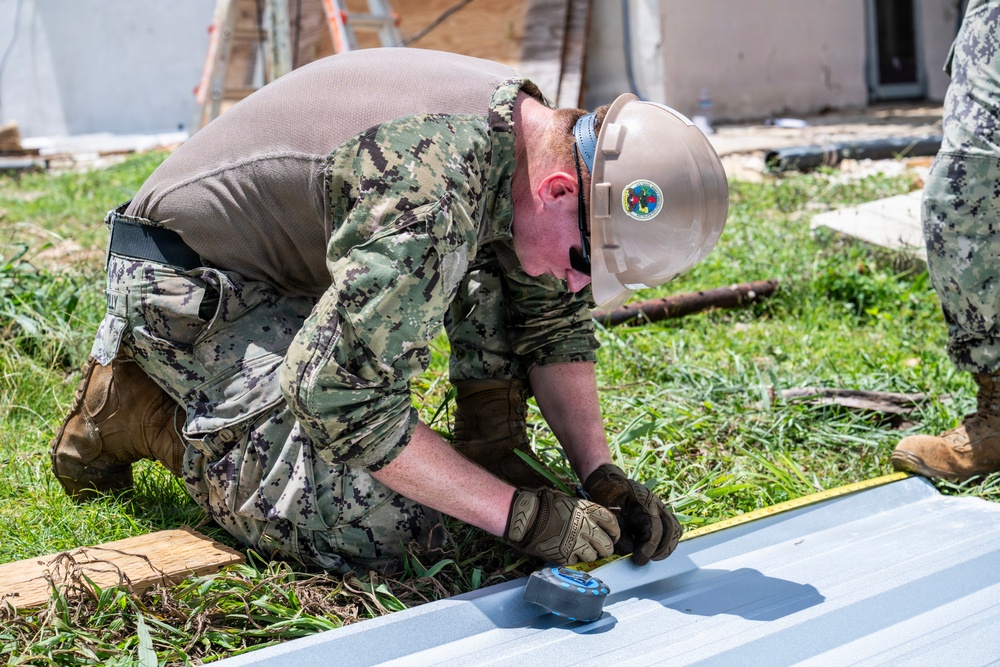 NMCB 1 Sailors conduct roof restoration operations in Saipan