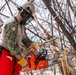 NMCB 1 Sailors clear an area with chainsaws and a backhoe