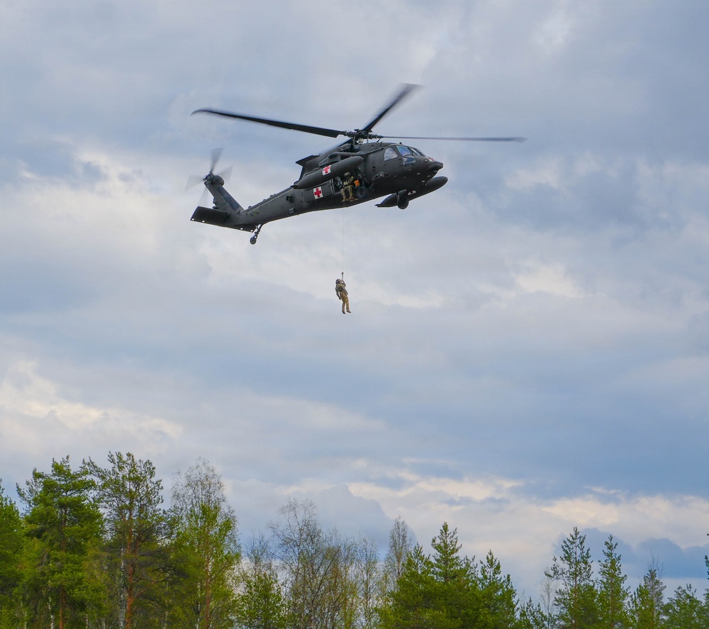 1-214 GSAB 12th CAB Conducts Casualty Hoist Training at Saber Strike 26