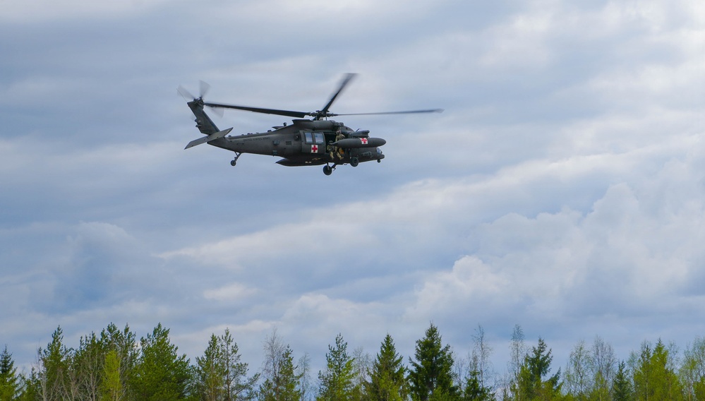 1-214 GSAB 12th CAB Conducts Casualty Hoist Training at Saber Strike 26