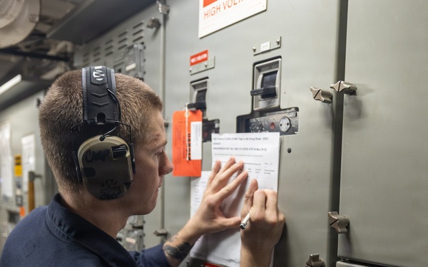 Sailors conduct maintenance aboard USS Donald Cook