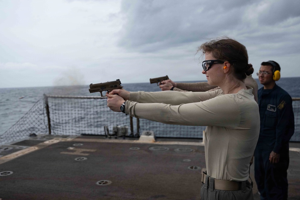 USS Pinckney Conducts an M18 Live-Fire Exercise