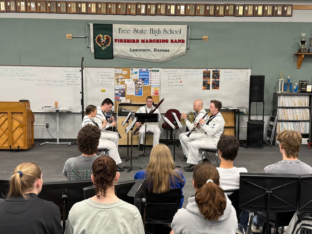 Members of Navy Band Great Lakes Celebrate America 250 with Local Schools in Kansas