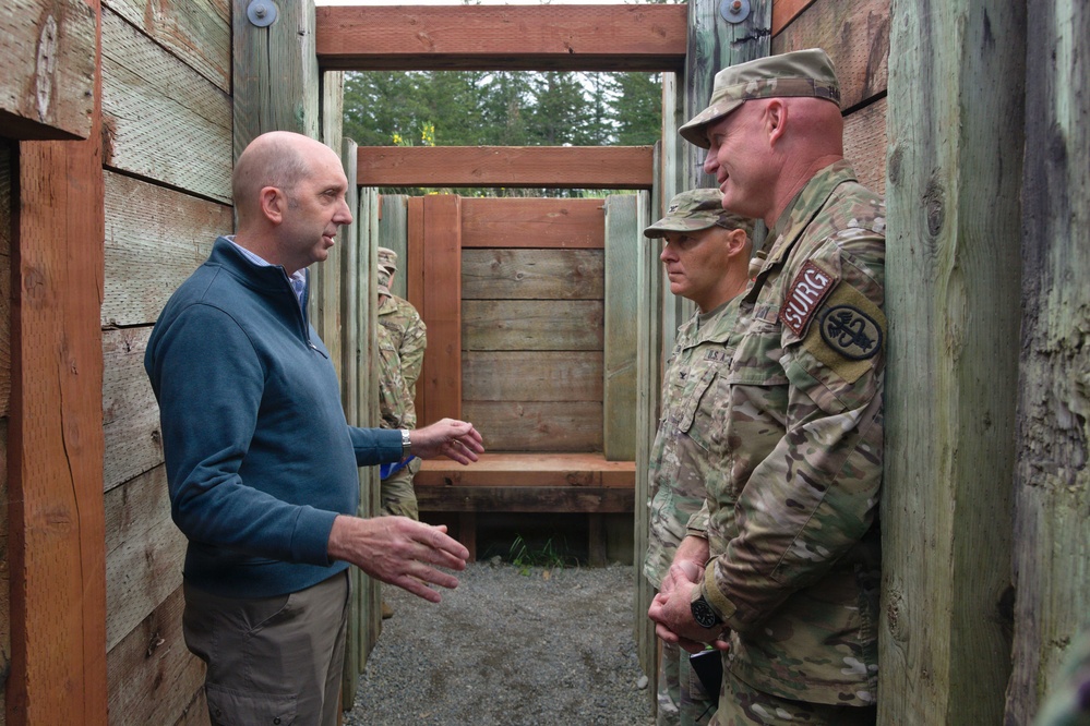 Assistant Secretary of War for Health Affairs Stephen Ferrara speaks with residents during Graduate Medical Education Capstone 2026 at Joint Base Lewis-McChord