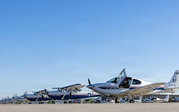 557th Flying Training Squadron conducts Elephant Walk at Davis Airfield