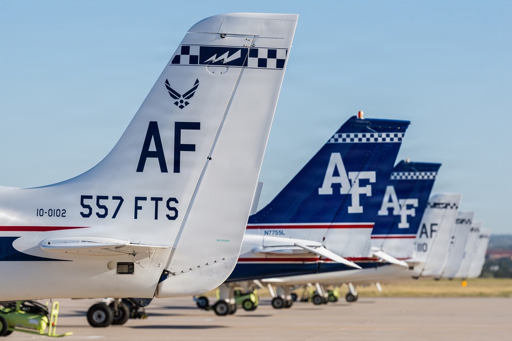 557th Flying Training Squadron conducts Elephant Walk at Davis Airfield