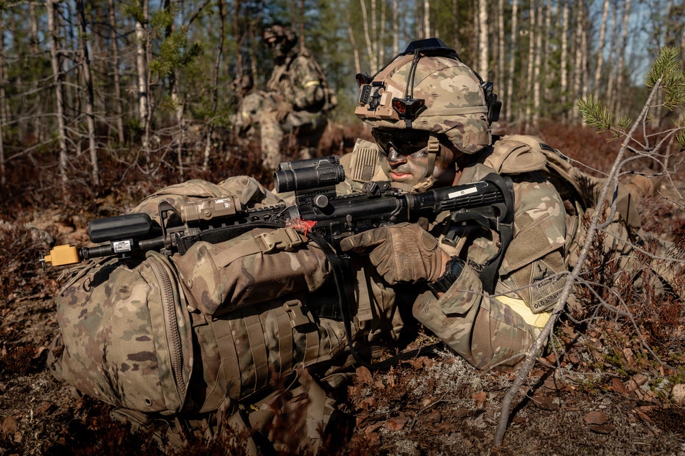 U.S. Army Soldiers conduct force-on-force exercise in Finland