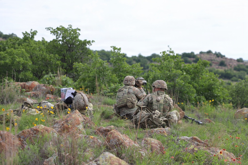 13F Best Redleg Competitors from 1st Armored Division Artillery during the Close Air Support lane at the 2026 Best Redleg Competition