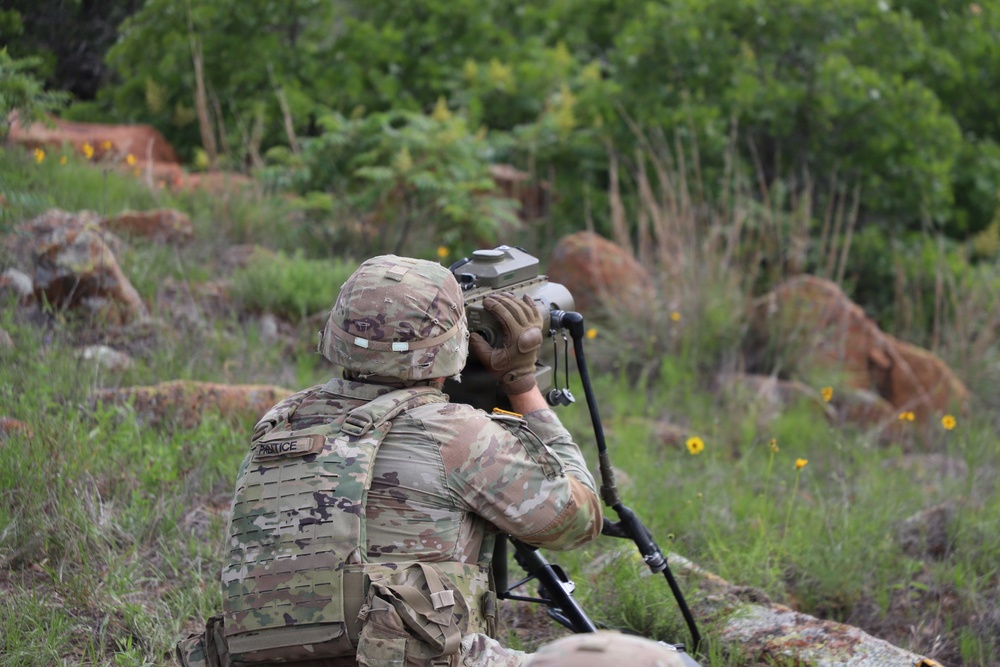 13F Best Redleg Competitors from 1st Armored Division Artillery during the Close Air Support lane at the 2026 Best Redleg Competition