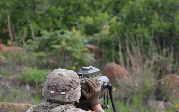 13F Best Redleg Competitors from 1st Armored Division Artillery during the Close Air Support lane at the 2026 Best Redleg Competition