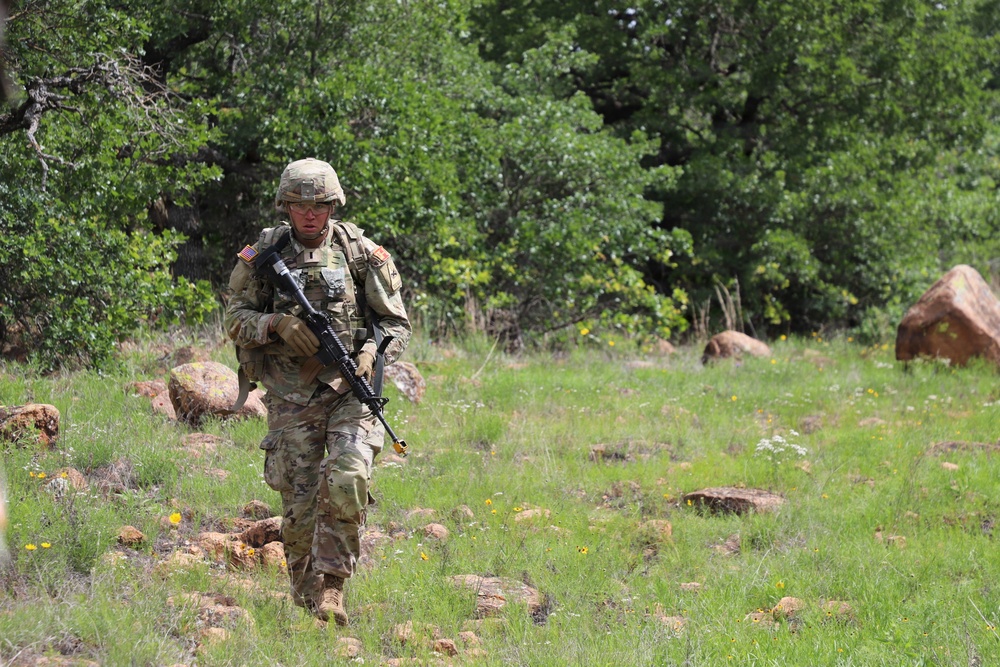 13F Best Redleg Competitors from 1st Armored Division Artillery during the Close Air Support lane at the 2026 Best Redleg Competition