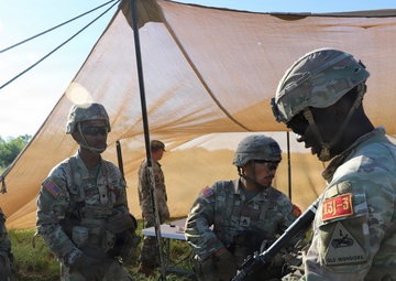 Best Redleg Competitors from 1st Armored Division Artillery rotate through evaluated ESB lanes during the 2026 Best Redleg Competition