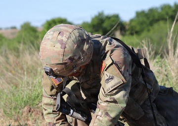 Best Redleg Competitors from 1st Armored Division Artillery rotate through evaluated ESB lanes during the 2026 Best Redleg Competition