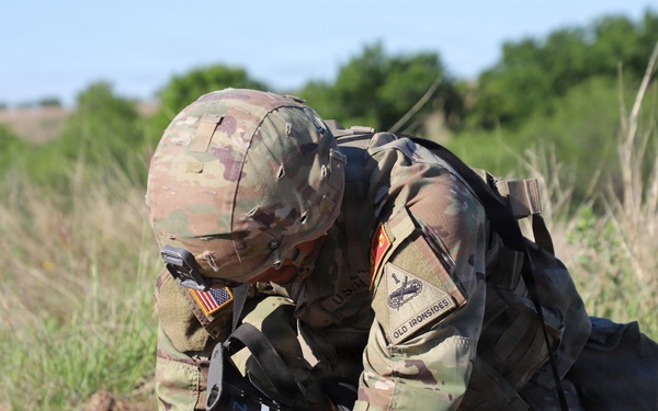 Best Redleg Competitors from 1st Armored Division Artillery rotate through evaluated ESB lanes during the 2026 Best Redleg Competition