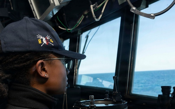 USS Bulkeley (DDG 84) Sailors stand watch on the bridge April 20, 2026