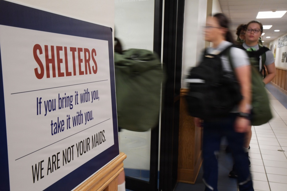 HURCON Exercise:  Airmen in-process into shelters