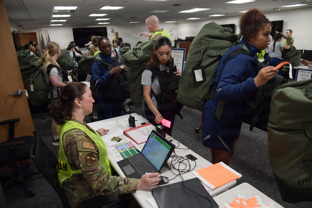 HURCON Exercise:  Airmen in-process into shelters