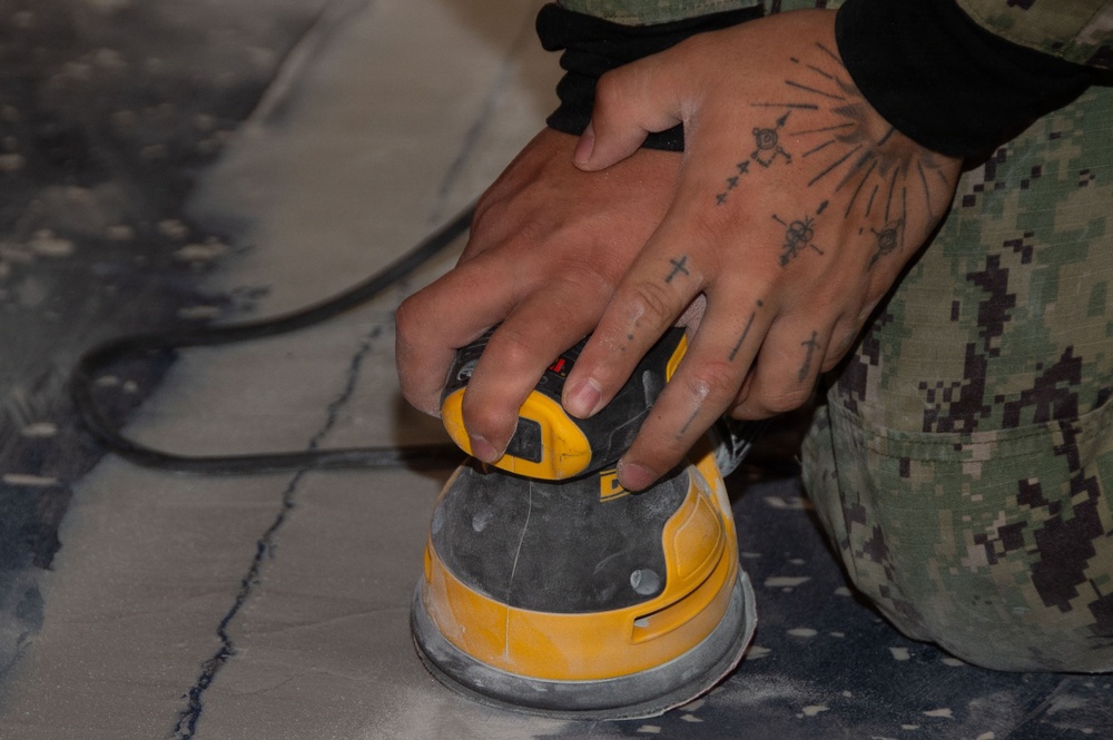 USS Ronald Reagan (CVN 76) Sailors Replace PRC On The Mess Decks
