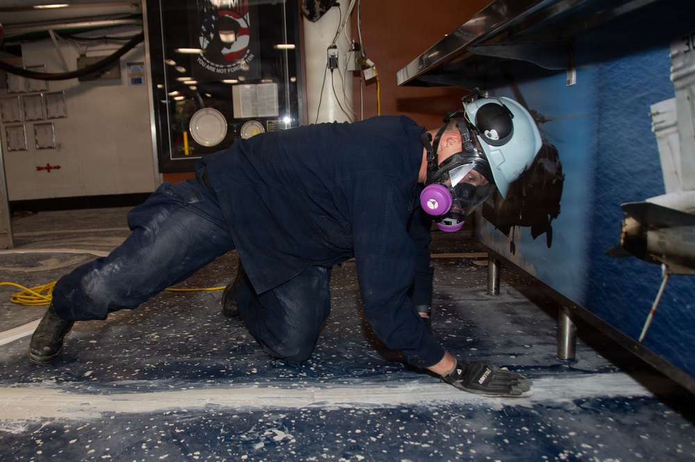 USS Ronald Reagan (CVN 76) Sailors Replace PRC On The Mess Decks