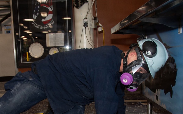 USS Ronald Reagan (CVN 76) Sailors Replace PRC On The Mess Decks