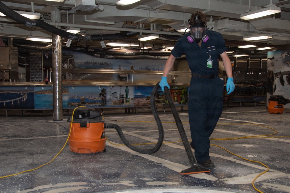 USS Ronald Reagan (CVN 76) Sailors Replace PRC On The Mess Decks