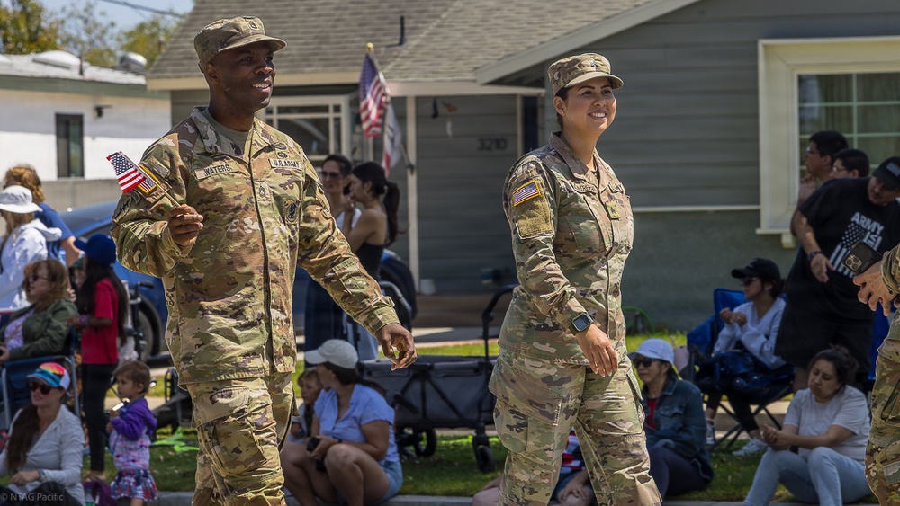 RECRUITERS ASSIGNED TO NAVY TALENT ACQUISITION GROUP PACIFIC PARTICIPATE IN THE ARMED FORCES DAY PARADE IN TORRANCE, CALIFORNIA.