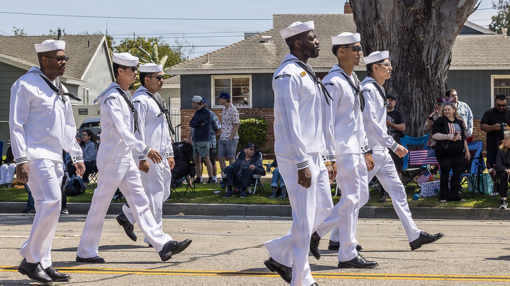 RECRUITERS ASSIGNED TO NAVY TALENT ACQUISITION GROUP PACIFIC PARTICIPATE IN THE ARMED FORCES DAY PARADE IN TORRANCE, CALIFORNIA.