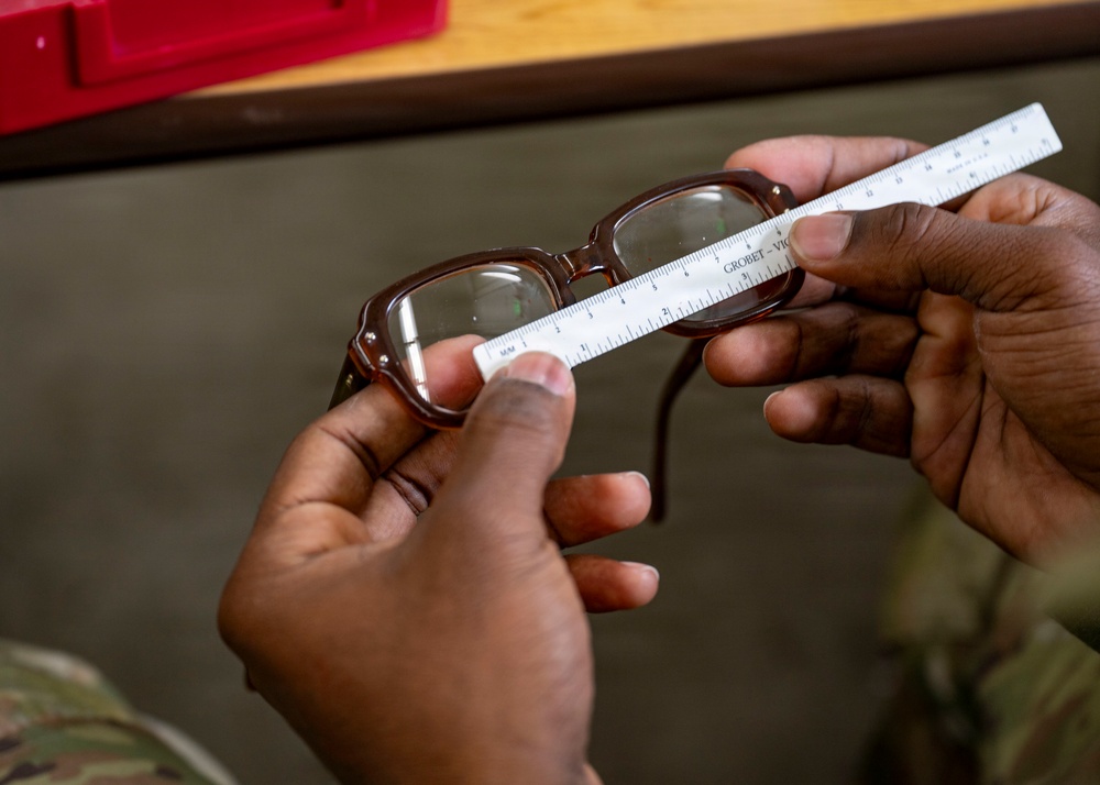 Joint-service members fabricate glasses for the community of Kodiak Island during Kodiak Arctic Care 2026