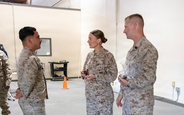 Col. Sharon Dubow, Marine Force Storage Command commanding officer, final tour at the Yermo Annex and Mounted Color Guard Stables before relinquishing MFSC command