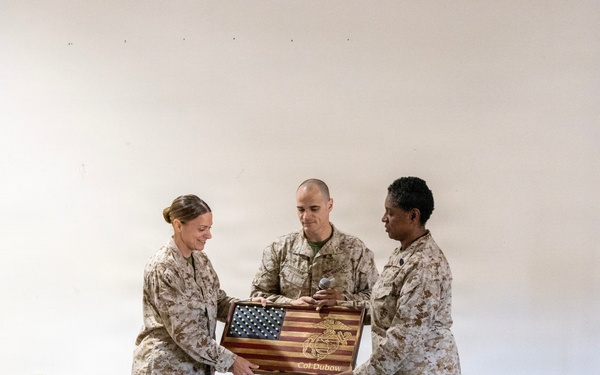 Col. Sharon Dubow, Marine Force Storage Command commanding officer, final tour at the Yermo Annex and Mounted Color Guard Stables before relinquishing MFSC command