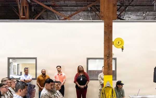Col. Sharon Dubow, Marine Force Storage Command commanding officer, final tour at the Yermo Annex and Mounted Color Guard Stables before relinquishing MFSC command