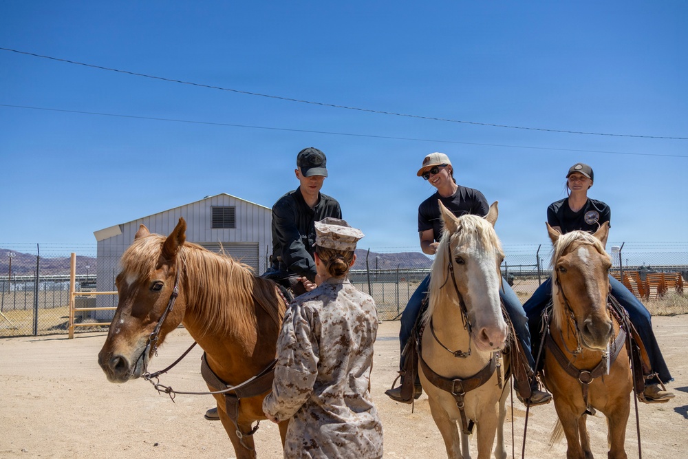 Col. Sharon Dubow, Marine Force Storage Command commanding officer, final tour at the Yermo Annex and Mounted Color Guard Stables before relinquishing MFSC command