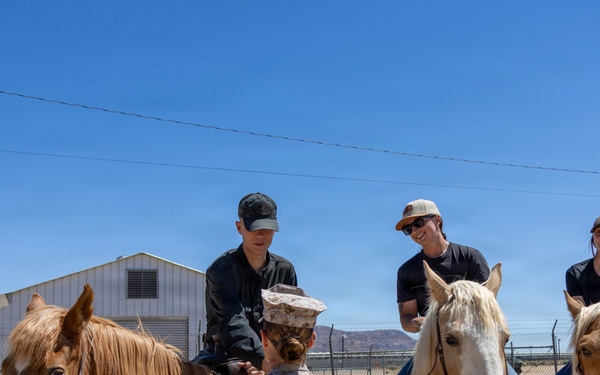 Col. Sharon Dubow, Marine Force Storage Command commanding officer, final tour at the Yermo Annex and Mounted Color Guard Stables before relinquishing MFSC command
