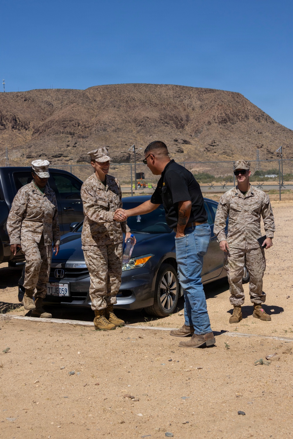 Col. Sharon Dubow, Marine Force Storage Command commanding officer, final tour at the Yermo Annex and Mounted Color Guard Stables before relinquishing MFSC command