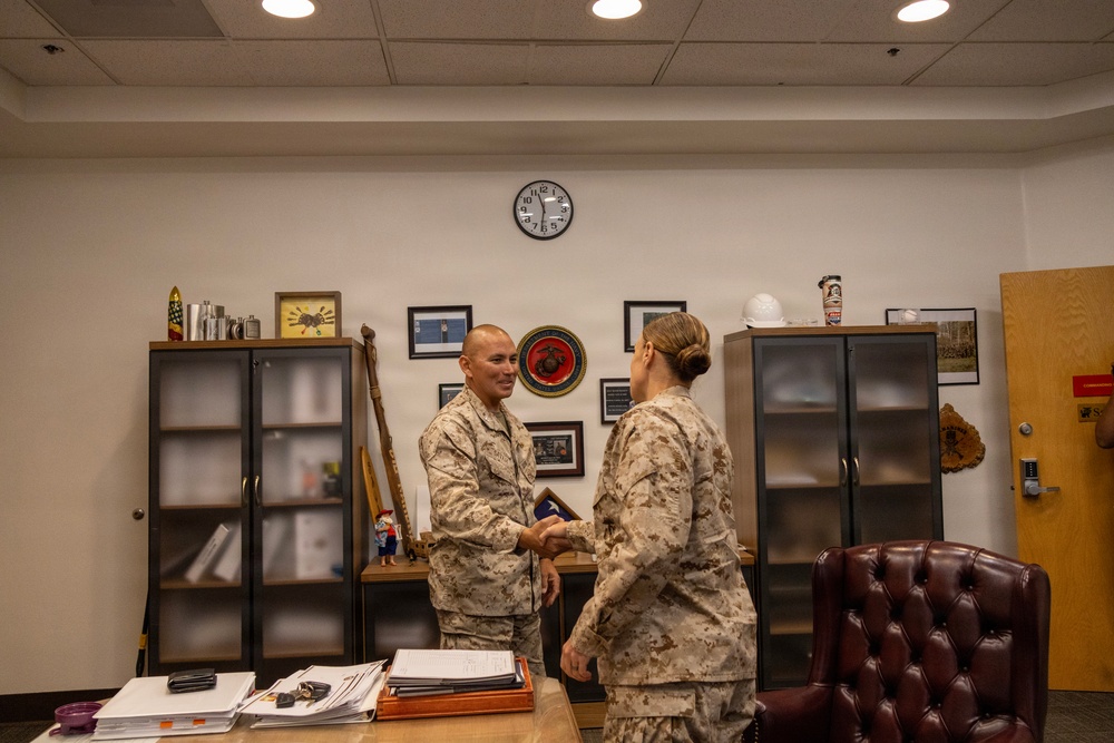 Col. Sharon Dubow, Marine Force Storage Command commanding officer, final tour at the Yermo Annex and Mounted Color Guard Stables before relinquishing MFSC command
