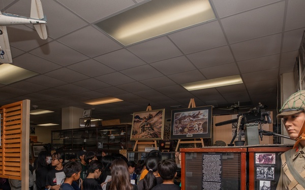 Local Okinawa Elementary students visit the Battle of Okinawa Museum aboard Camp Kinser