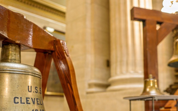 USS Cleveland Bells Displayed at Cleveland City Hall