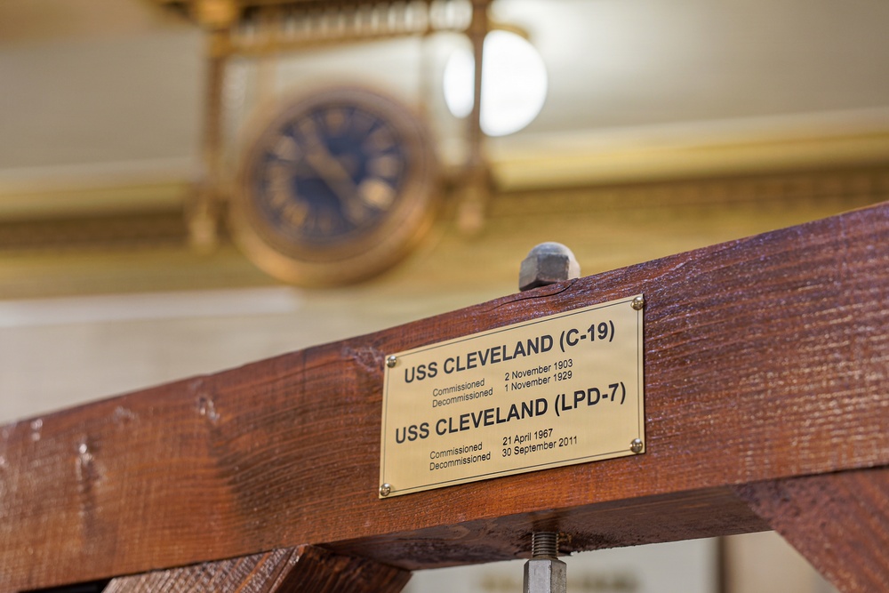 USS Cleveland Bells Displayed at Cleveland City Hall