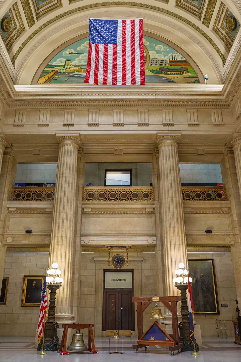 USS Cleveland Bells Displayed at Cleveland City Hall
