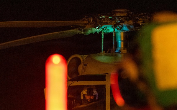 USS Mustin conducts night flight operations