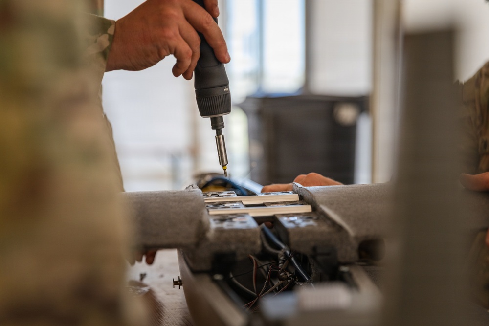 2d Cavalry Regiment Soldiers prepare one-way attack drone for flight operations