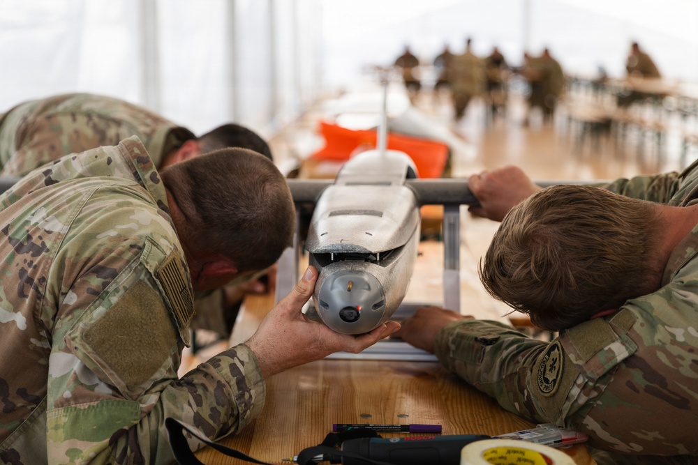 2d Cavalry Regiment Soldiers prepare one-way attack drone for flight operations