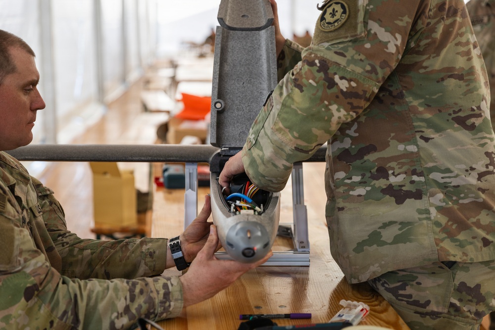 2d Cavalry Regiment Soldiers prepare one-way attack drone for flight operations