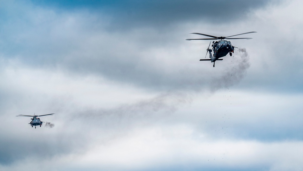 106th Rescue Wing HH-60 Pave Hawks conduct joint live-fire training during Exercise Hungry Horse