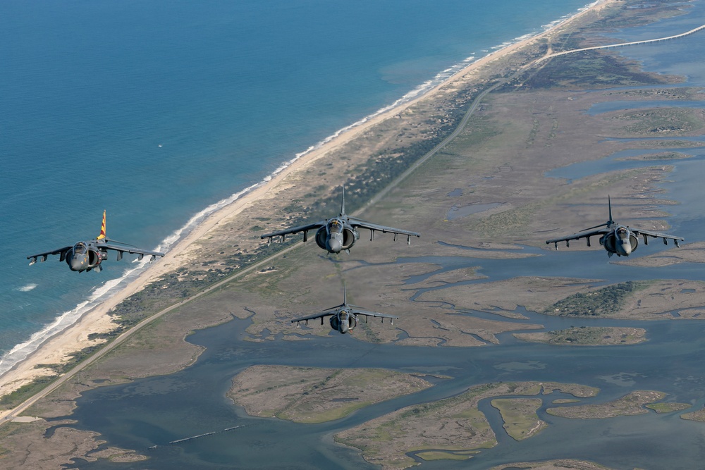 VMA-223 flies above Eastern North Carolina