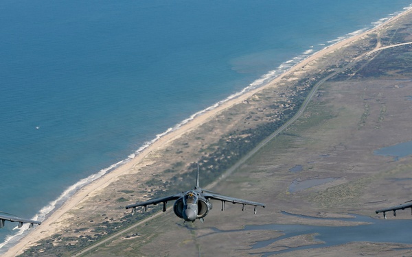 VMA-223 flies above Eastern North Carolina