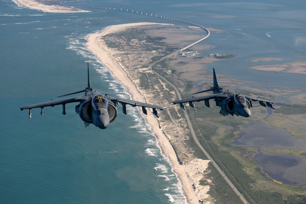 VMA-223 flies above Eastern North Carolina