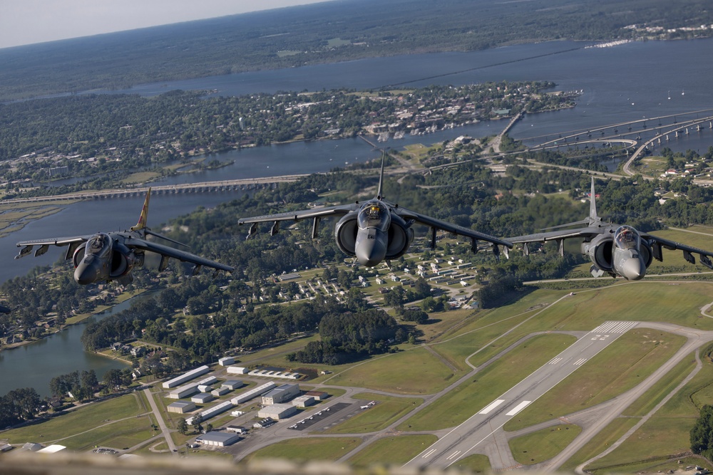 VMA-223 flies above Eastern North Carolina