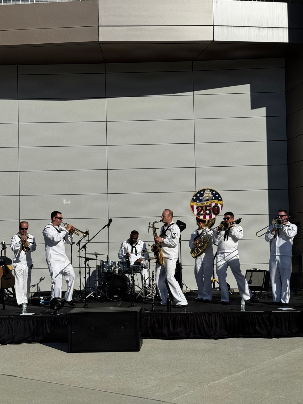 Navy Band Northeast's Jack Tar Brass Band Performs at Gillette Stadium in Foxborough, MA for Salute to Heroes Night.